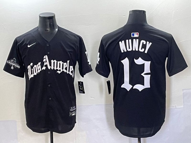 Men 2025 Los Angeles Dodgers 13 Muncy Black Five generations Joint Name Nike MLB Jersey style 10